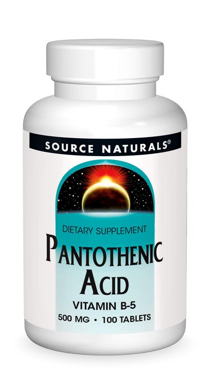 Source Naturals Pantothenic Acid 500 mg Vitamin B-5 Dietary Supplement - 100 Tablets
