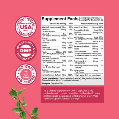 Fertility Supplement for Women with Prenatal Multivitamins - Female Fertility Support with Prenatal Choline Inositol Folate Chasteberry and CoQ10 Fertility Blend for Women to Promote Faster Conception