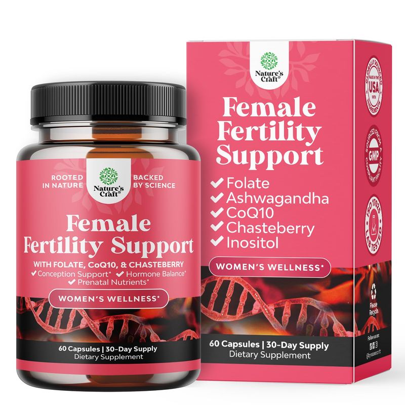 Fertility Supplement for Women with Prenatal Multivitamins - Female Fertility Support with Prenatal Choline Inositol Folate Chasteberry and CoQ10 Fertility Blend for Women to Promote Faster Conception