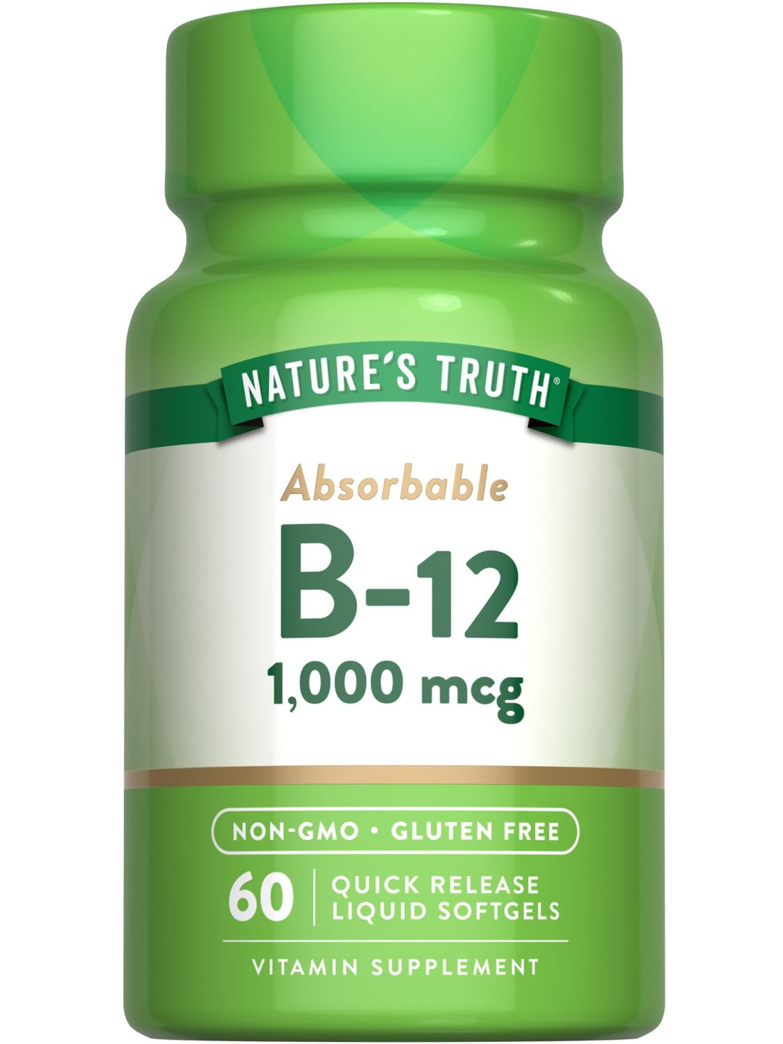 Nature&#39;s Truth Vitamin B12 | 1000 mcg | 60 Softgels | Non-GMO &amp; Gluten Free Supplement
