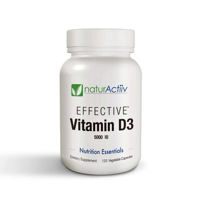 naturActiiv Organic VIT D3 125mcg (5000 iu) Pro Strength MiniCaps Support Bone Muscle Joint Cardio Breast Colon Immune Health Easy Swallow Fast Absorb