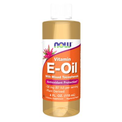 NOW Supplements, Natural Vitamin E-Oil (D-Alpha Tocopherol) plus Mixed Tocopherols, Antioxidant Protection*, 4-Ounce