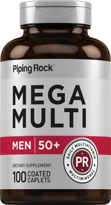 Piping Rock Multivitamin for Men Over 50 Plus | 100 Caplets | with Vitamin D3, Potassium, Folate | Daily Mega Multi Mineral Supplement | Non-GMO, Gluten Free
