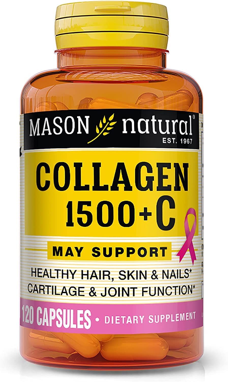 Mason Natural Collagen Plus Vitamin C, 1480 mg, 120 Capsules