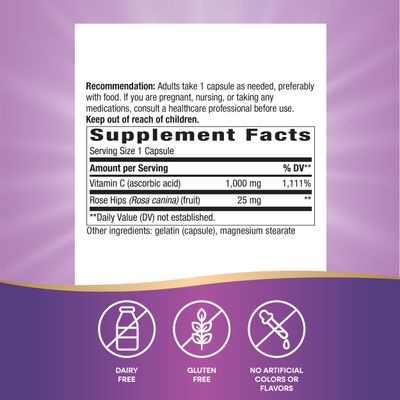 Nature's Way Vitamin C with Rose Hips; 1000 mg Vitamin C per Serving; 250 Capsules