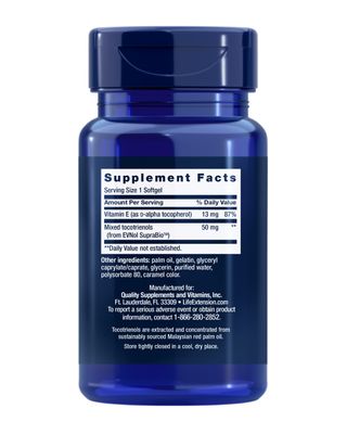 Life Extension Super Absorbable Tocotrienols, Vitamin E as D-Alpha tocopherol, Mixed tocotrienols, Support Hair Growth, Brain Function, Gluten-Free, Non-GMO, 60 softgels