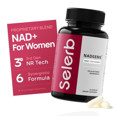 Selerb NAD+ Supplement for Women&#39;s Skin Aging Support, Energy, and Focus with Nicotinamide Riboside, CoQ10, Niacinamide - Skin Aging, Cellular Energy &amp; Skincare Support - 30 Capsules, GMO Free