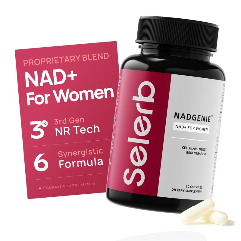 Selerb NAD+ Supplement for Women's Skin Aging Support, Energy, and Focus with Nicotinamide Riboside, CoQ10, Niacinamide - Skin Aging, Cellular Energy &amp; Skincare Support - 30 Capsules, GMO Free