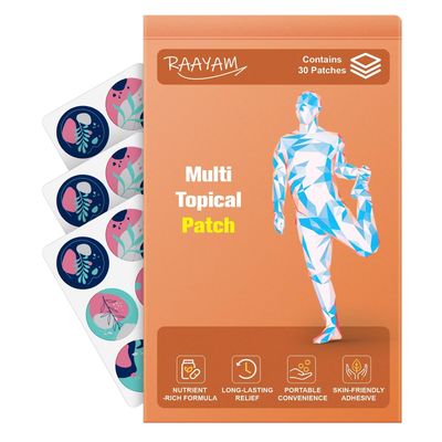 RAAYAM Multi Plus Topical Patch 30ct, Wearable 8 Hours Sticker Patches, Sweat Resistant Daily Patches for Women and Men