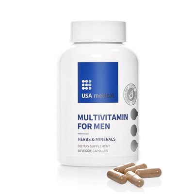 USA Medical Mens Multivitamin Capsules - Complete Vitamin &amp; Mineral Supplement for Daily Mens Health with Saw Palmetto, Lycopene, and Zinc - Prostate Health, Energy, and Sleep | 60 Capsules