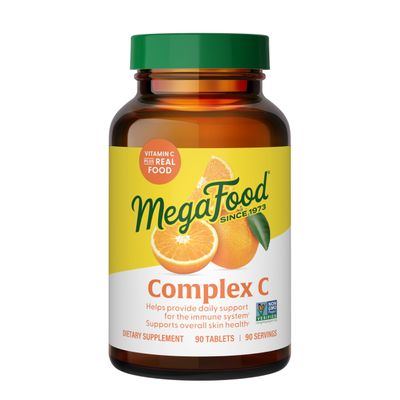 MegaFood Complex C - Vegan Immune Support Supplement with Vitamin C 250 mg, Made with Real Food Including Orange, Cranberry &amp; Brown Rice, Gluten-Free, Kosher - 90 Tablets, 90 Servings