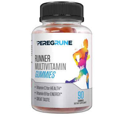 PEREGRUNE Runner Multivitamin Gummies - Daily Vitamin for Running with Vitamins A, C, D, E, and B Complex - 50% Less Sugar - Antioxidants, Recovery, Endurance, and Energy Gummy - Certified Running Sup