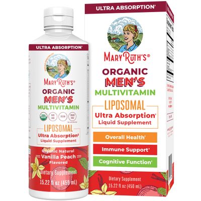 MaryRuth Organics Multivitamin for men | Sugar Free mens Multivitamin | Liquid Vitamins for men | Immune Support Supplement | Cognitive Health &amp; Overall Wellness | Vegan | Non-GMO | 15.22 Fl Oz