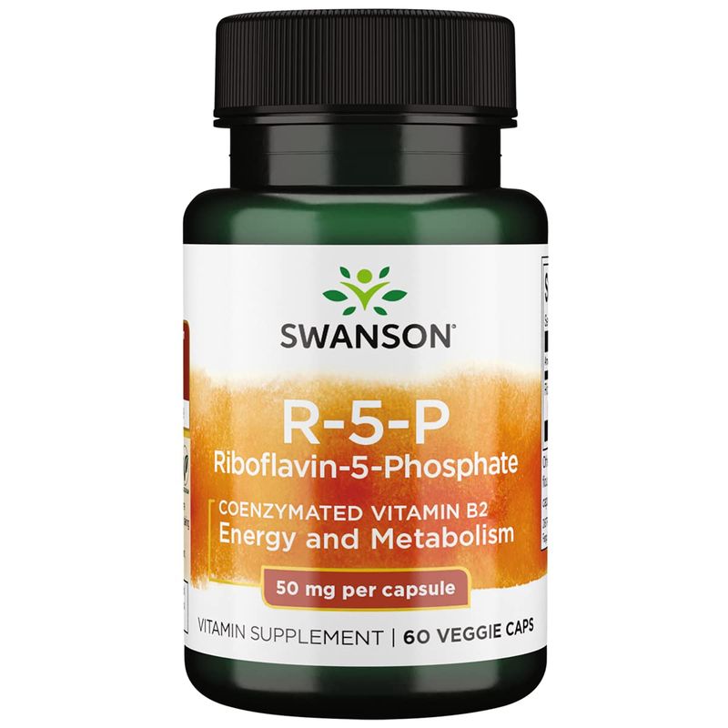 Swanson R-5-P (Riboflavin-5-Phosphate) - Vitamin B2 Supplement Promoting Energy, Metabolism &amp; Vision Health - Natural Wellness Formula - (60 Capsules)