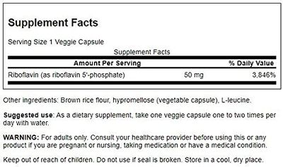 Swanson R-5-P (Riboflavin-5-Phosphate) - Vitamin B2 Supplement Promoting Energy, Metabolism & Vision Health - Natural Wellness Formula - (60 Capsules)