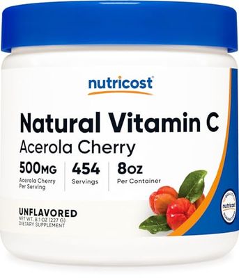 Nutricost Natural Vitamin C - Acerola Cherry Powder 0.5 LB - Gluten Free &amp; Non-GMO