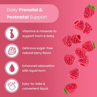 Mother's Promise Prenatal &amp; Postnatal Multivitamin for Women | Sugar Free Liquid Prenatal Vitamins for Women with Folate, Choline &amp; Organic Fruits for Preconception, Pregnancy &amp; Nursing | Vegan