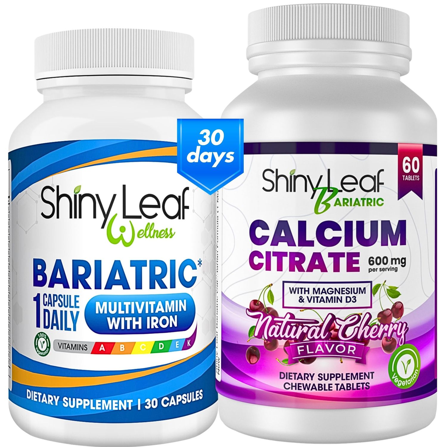Bariatric Multivitamin with Iron Once-a-Day and Cherry Chewable Calcium Citrate for Post Bariatric Surgery Including Gastric Bypass and Sleeve (1 Month)