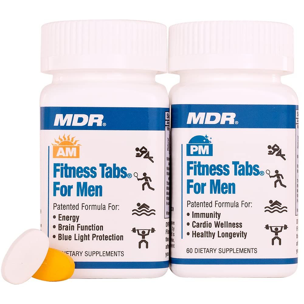 MDR Fitness Tabs Patented AM/PM Multivitamin for Men Doctor Formulated with Right Nutrients at The Right Time - Gluten Free - 2 Month Supply