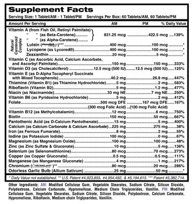 MDR Fitness Tabs Patented AM/PM Multivitamin for Men Doctor Formulated with Right Nutrients at The Right Time - Gluten Free - 2 Month Supply