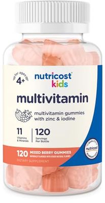 Nutricost Kids Multivitamin Gummies 120 Servings (Mixed Berry Flavored Gummies) - Gluten Free, Non-GMO, and Vegetarian Friendly
