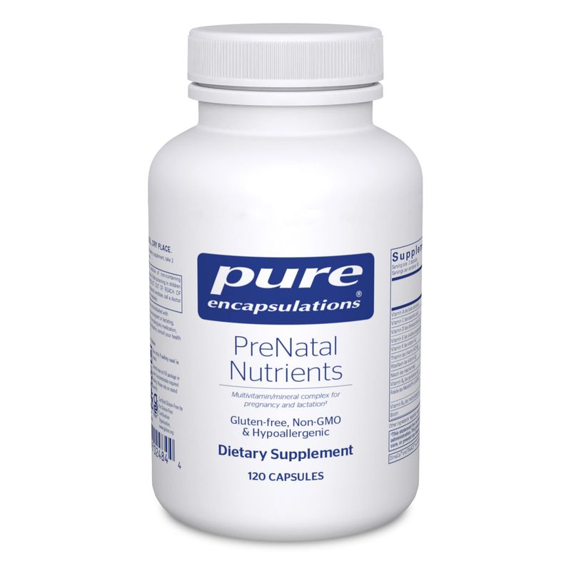 Pure Encapsulations PreNatal Nutrients - for Pregnancy &amp; Lactation - Aids Energy &amp; DNA Development* - with Folate, Choline &amp; Iron - Gluten Free &amp; Non-GMO - 120 Capsules