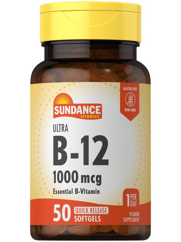 Sundance Vitamin B12 | 1000 mcg | 50 Quick Release Softgels | Non-GMO and Gluten Free Supplement
