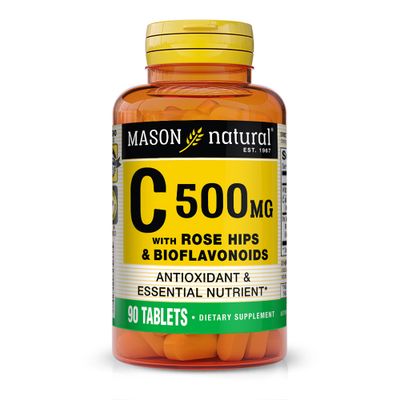 MASON NATURAL Vitamin C 500 mg with Rose HIPS and Bioflavonoids - Supports a Healthy Immune System, Antioxidant and Essential Nutrient, 90 Tablets