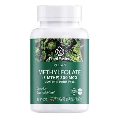 PlantFusion Vegan High Potency Methylfolate 5-MTHF - Fast Acting Sublingual Methyl Folate Supplement is 6X More Absorbable - Non-GMO, Supports Cardiovascular &amp; Brain - 60 Lozenges