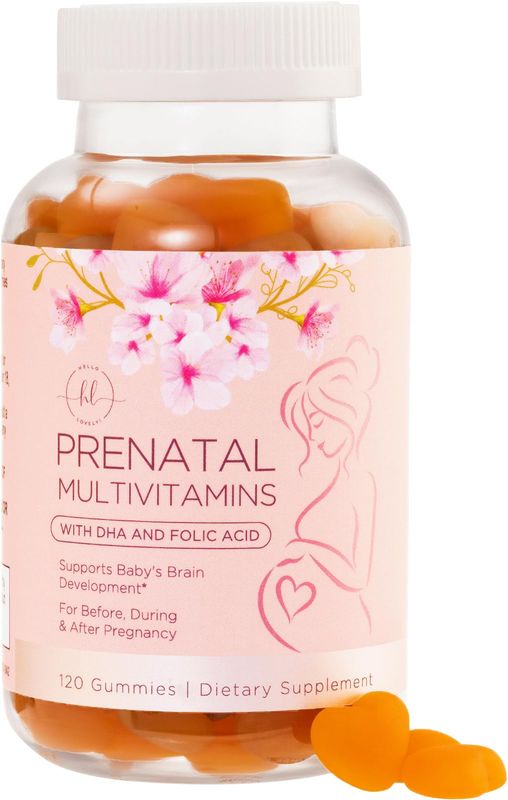 Prenatals for Women with Folate + DHA for Pregnancy &amp; Fetal Support, Womens Prenatal Multivitamin Gummy with Folic Acid, Choline, Vitamin B6, B12, C &amp; D3, Non-GMO Prenatal Vitamins - 120 Gummies