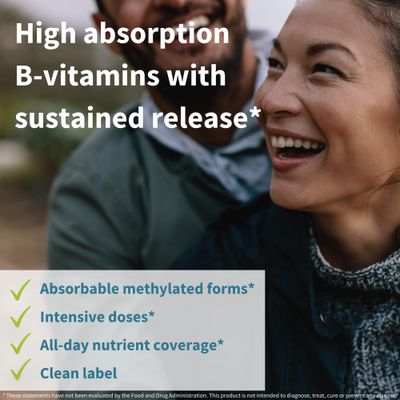 Super B-Complex - Methylated B Vitamins, MTHFR Supplement with Methylfolate &amp; B12 Methylcobalamin, Sustained Release, Clean Label, Vegan, Lab Verified, 180 Small Tablets by Igennus