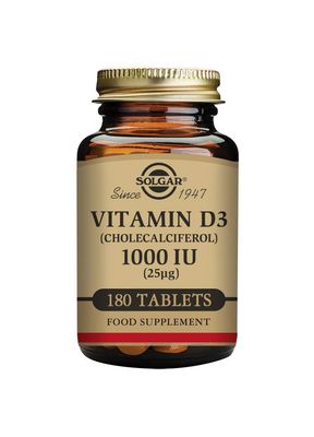 Solgar Vitamin D3 (Cholecalciferol) 25 mcg (1000 IU) - Helps Maintain Healthy Bones &amp; Teeth - Immune System Support - Non-GMO, Gluten Free, Dairy Free, Kosher - Unflavored, 180 Count