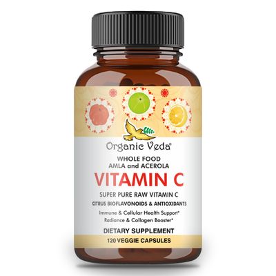 Organic Veda Acerola Amla Vitamin C Capsule - Organic Whole Food Natural Vitamin C Supplement with Bioflavonoids - for Immunity, Cellular Health, Skin Radiance &amp; Collagen Booster - 120 Vegan Pills