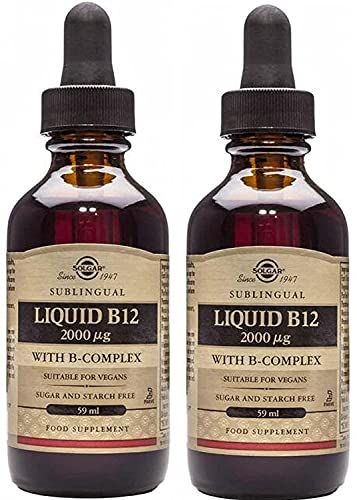 Solgar Liquid B-12 with B-Complex - 2 fl oz, Pack of 2 - Supports Energy, Immune &amp; Nervous System Health - Vegan, Kosher, Gluten Free