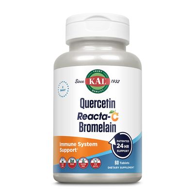 KAL Quercetin Reacta-C Bromelain Immune Support Supplement, 24 Hour Immune Defense with Bioflavonoids, Vitamin C 1000mg and Quercetin 500mg, Vegan, Gluten Free, 60-Day Guarantee, 30 Serv, 60 Tablets