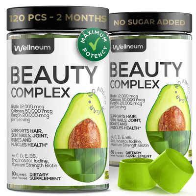 Biotin Chewables for Hair Growth, Skin and Nails 12000 Mcg - Biotin and Collagen Gummy Hair Vitamin with Keratin Max Strength - Sugar Free and Non-GMO Keratin Gummies - Biotin Chewables for Adults