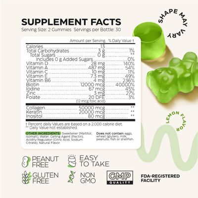 Biotin Chewables for Hair Growth, Skin and Nails 12000 Mcg - Biotin and Collagen Gummy Hair Vitamin with Keratin Max Strength - Sugar Free and Non-GMO Keratin Gummies - Biotin Chewables for Adults