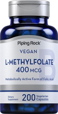 Piping Rock L MethylFolate 400 mcg | 200 Capsules | Vegetarian | Non-GMO, Gluten Free