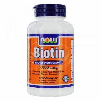 NOW Foods by Now Biotin Energy Production 5000 mcg- 120 Vcaps