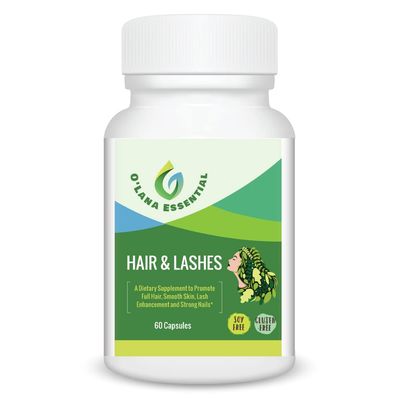 Hair Lashes Skin Nails Supplement to Promote Full Hair Glowing Skin Lash Enhancement and Strong Nails GMP Certified with Biotin Collagen Niacin Zinc Vitamin A C &amp; D3 60 Capsules OLana Essential