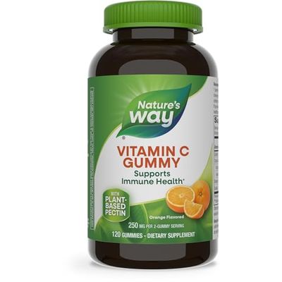 Natures Way Vitamin C Gummies, Support Immune Health*, Antioxidant, 250 mg per 2-gummy Serving, Orange Flavored, 120 Gummies (Packaging May Vary)