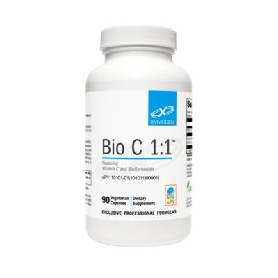 XYMOGEN Bio C 1:1 - High Potency Vitamin C Supplement with Citrus Bioflavonoids - Antioxidant + Immune Support, Promotes Collagen Synthesis (90 Vitamin C Capsules)