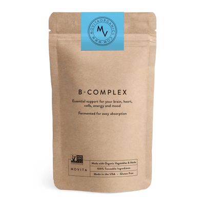 Movita Fermented Vitamin B-Complex - Organic Whole Foods for Mood, Stress Relief, and Metabolism Support - Vegan, Gluten-Free, Non-GMO, 30-Day Supply (Eco-Friendly Refill Pouch)