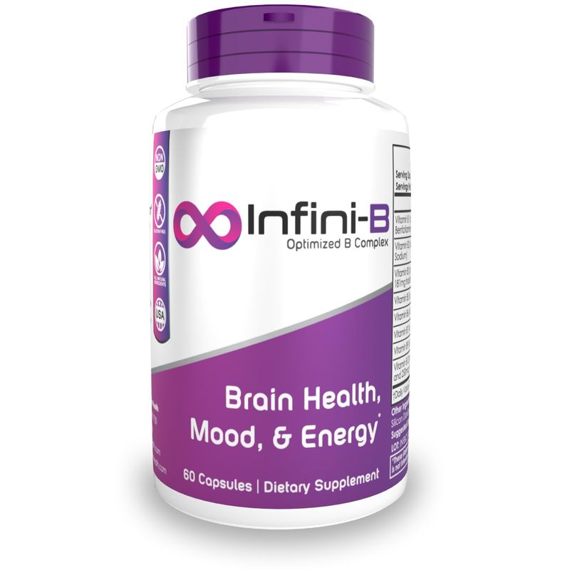 Nootropics Depot Infini-B Advanced B-Complex | Optimal Absorption &amp; Bio-Availability | Enhanced Cognitive &amp; Metabolic Support | 60 Capsules