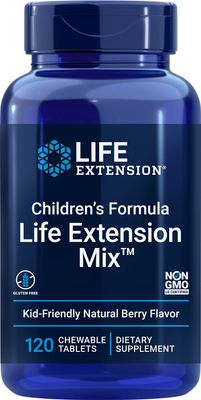 Life Extension Children&#39;s Formula Mix, multivitamin for Kids, 18 Essential Vitamins and Minerals, Berry Flavored with no Added Sucrose, Gluten-Free, Non-GMO, 120 chewable Tablets