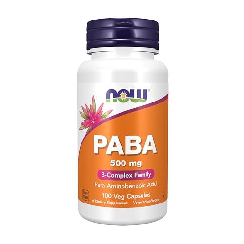 NOW Foods Supplements, PABA (Para-Aminobenzoic Acid) 500 mg, B-Complex Family, 100 Capsules