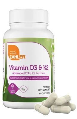 Zahler Vitamin D3 5000 IU K2 - Advanced Vitamin D3 K2 Formula - Bone Density &amp; Calcium Absorption - Kosher Vegetarian MK7 Vitamin K2 D3 Vitamin Supplement - VIT D3 K2, Vitamin D K2 (60 Capsules)