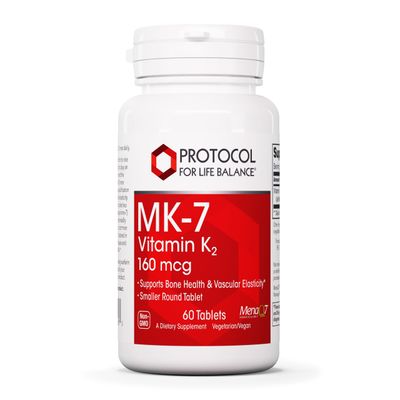 Protocol MK-7 Vitamin K2 160mcg - VIT K Supplement - MK-7 Vitamin K2 Life Balance - Supports Bone Health &amp; Vascular Elasticity* - Non-GMO &amp; Vegan - 60 Tablets