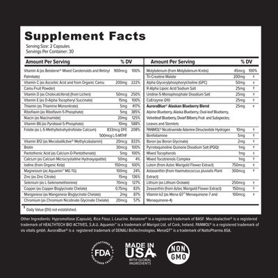 Primitive Scientific Whole Food Multivitamins for Adults &amp; Seniors - Multivitamins for Women &amp; Men - 2X a Day Adult Vitamins with Vitamin A, C &amp; D3 - Natural &amp; Sugar-Free | 60 Caps [30 Servings]