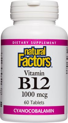 Natural Factors, Vitamin B12 Cyanocobalamin 1000 mcg, Supports Energy and Red Blood Cell Production, 60 tablets (60 servings)